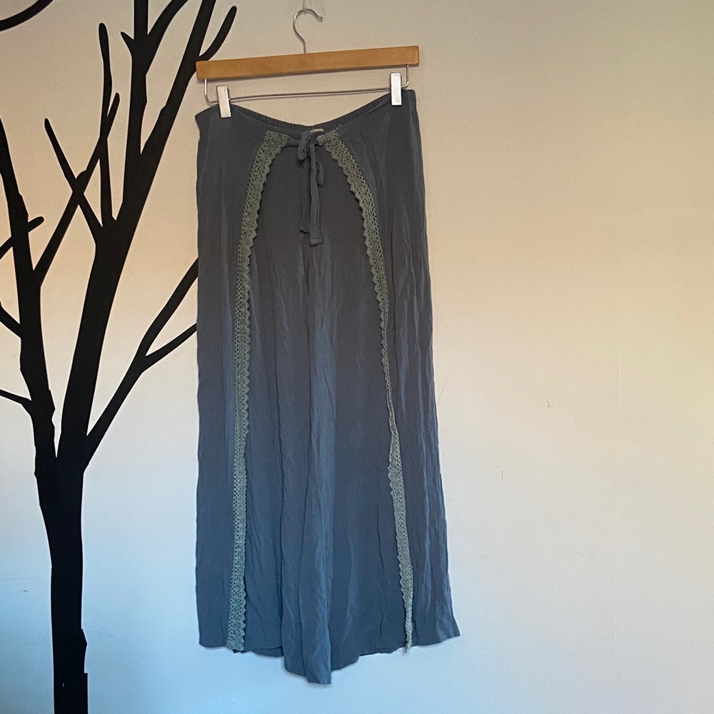 Vanilla Star boho wide leg wrap pants in cornflower blue
